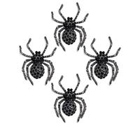 JEWEDECO 4pcs Halloween Spider Brooch Pin Set for Garments Featuring Retro Chic Appearance with Rhinestone Decoration and Zinc Alloy Material, Easy to Clip for Long-term Use