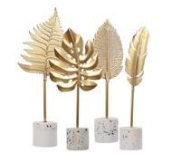 JEWEDECO 4pcs Iron Leaf Ornament Desktop Decoration with Smooth Surface and Won't Wither Feature, Elegant Rustic Style for Modern Home and Office Decor
