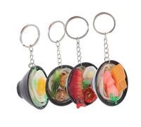 JEWEDECO 4Pcs Japanese Style Ramen Key Rings Set, Realistic Noodle Pendant Keychains Colorful Decorative Key Chains for Women Accessories, Random Style