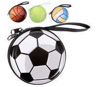 JEWEDECO 4pcs Kids Coin Purse Set Featuring Basketball, Volleyball, and Soccer Patterns, Compact Tin Material with Zipper Enclosure, Portable Round Change Purses for Bag Or Backpack
