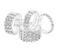 JEWEDECO 4pcs Multi-row Rhinestone Ring Set for Women Bling Sparkly Bands Lightweight Anniversary and Party Finger Jewelry Collection