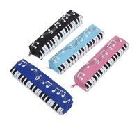 JEWEDECO 4pcs Music Note Pencil Bag Set with Piano Pattern, Oxford Cloth Pencil Case for Girls Featuring Easy to Open or Close Design, Excellent Storage Effect, for Back to School