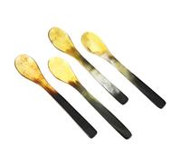 JEWEDECO 4pcs Ox Horn Dessert Spoons 17.5cm Long Handle Coffee Mixing Stirring Spoons for Cake Soup and Tea Parties