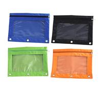 JEWEDECO 4pcs Oxford Cloth Binder Pencil Pouches Detachable Ring Binder Pen Holders Multi Pocket Storage Cases for Office School Stationery Tear Resistant and Lightweight Organizer
