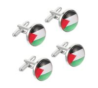 JEWEDECO 4pcs Palestine Flag Cufflinks for Men French Cuff Shirt Accessories Business Wedding Groom Formal Jewelry Keepsake Present