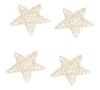 JEWEDECO 4pcs Pentagram Rattan Chew Set for Small Pets - Natural Star-shaped Bunny, Hamster, Guinea Pig and Rat Teeth Cleaning, Sturdy Pet Playing for Mice and Rabbits