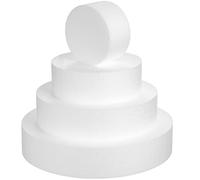 JEWEDECO 4pcs round Foam Cake Dummies Set 4", 6", 8", 10" Diameter Cylindrical Models for Cake Decorating, Bakery Display, Party and Event Props