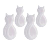 JEWEDECO 4pcs Self Adhesive Wall Hooks Cat Tail Design Plastic Coat Holder Hooks for Bedroom and Door Space Saving Minimalist Modern Style