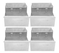 JEWEDECO 4pcs Silver Iron Rabbit Feeder Boxes with Anti Chew and Waste Control Design, Sturdy Iron Structure Small Animal Food Dispensers for Indoor and Farming Environments