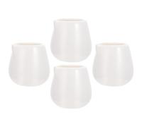 JEWEDECO 4Pcs Small White Ceramic Milk Jugs Set for Household Use - Porcelain Sauce Cups for Coffee, Honey, and Breakfast - Handleless Milk Creamers for Kitchen Serving