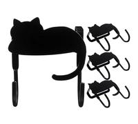 JEWEDECO 4pcs Wall Mounted Hooks Over Door Hanger Cat Shaped Clothes Hanger 3.54x2.36x1.97in Iron Wrought Iron Paint No Sticking Ready to Use Hanging Things Behind The Door