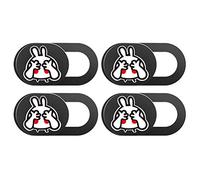 JEWEDECO 4pcs Webcam Slider Webcam Cover Slide Cartoon Rabbit Design Abs Material Easy to Open Or Close Does Not Interfere with Laptop Closing Privacy Protection Black
