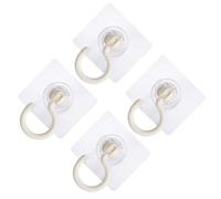JEWEDECO 4pcs White Adhesive Towel Holder Hooks Strong and Firm Plastic Rotary Hanging Hooks for Hanging Coats Hats Clothes Waterproof Self Stick for Home and Kitchen