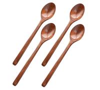 JEWEDECO 4pcs Wooden Stirring Spoons with Long Handles, Non-Scratch Textured Design, Simple and Elegant Style, for Coffee Shop and Office Use