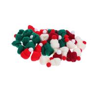 JEWEDECO 50 Pcs Mini Knit Christmas Hats Bulk Pack Tiny Woolen Beanies for Holiday Crafts Ornaments Doll Accessories in Red Green Wine Soft DIY Art Supplies for Festive Decorations