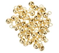 JEWEDECO 50Pcs Bell Charms for Jewelry Making Gold Plated DIY Pendants for Necklace Bracelet Earrings Crafting Lightweight Accessories for Handmade Gifts and Decorations