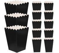 JEWEDECO 50pcs Black Popcorn Boxes Snack Treat Boxes Made of 250g White Cardboard for DIY Baking and Party Use, Simple and Elegant Popcorn Containers Suitable for Wedding Favors and Storing