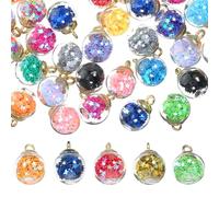 JEWEDECO 50pcs Glass Ball Necklace Pendants Earrings Accessories DIY Decors for Handmade Ornaments Easy to Pick up Space Saving for Handicrafts Random Color