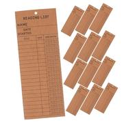 JEWEDECO 50pcs Reading List Paper Bookmarks for Book Lovers Kraft Paper Library Card Trackers with Hole Multi Use Reading Log with Sections for Titles Dates Ratings Versatile Literary