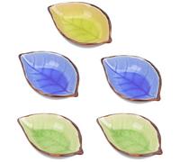JEWEDECO 5pcs Ceramic Aroma Oil Bowls Multi-function Essential Oil Holders with Ice Crack Glaze, Small Face Mask Mixing Bowls for Spa and Skincare, Assorted Colors Random Color