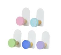 JEWEDECO 5pcs Colorful Adhesive Wall Hooks for Clothes and Hats Strong Load-Bearing Coat and Door Hangers Easy Installation No Damage for Home Bedroom Kitchen Bathroom
