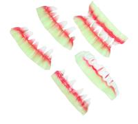 JEWEDECO 5pcs Glow in The Dark Zombie Fiend Dentures Artificial Halloween Teeth Props Horror Fake Teeth for Party Costume Makeup Accessories Random Style