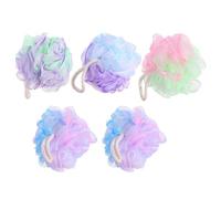 JEWEDECO 5pcs Mesh Bath Sponge Shower Poufs Creative Design Bathing Accessories Made of Pe Material Soft and Gentle Body Sponge for Men and Women to Relax Yourself and Care for Random Color