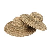 JEWEDECO 5pcs Mini Straw Hat Decor for Crafts and Doll Making, Dark Brown Synthetic Material, Practical Photo Prop, Chic Style, for Taking Photos Or Putting on The Table