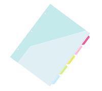JEWEDECO 5pcs Plastic Binder Dividers Pockets Punched Pockets Binder Index Dividers Tabs Organizer for School