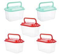 JEWEDECO 5pcs Portable Fish Tank Buckets Set for Transporting Fish and Turtles, Made of Sturdy Plastic, Rectangular Shape, Easy to Clean and Carry, for Beach Trips and Outdoor Random Color