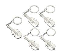 JEWEDECO 5pcs Violin Shaped Keyrings Zinc Alloy Musical Instrument Pendant Keychains Creative Artistic Design for Holiday and Backpack Decoration to Store Keys and Reduce Loss