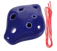 JEWEDECO 6-hole Ceramic Ocarina Portable Music Instrument in c Key Blue Glaze Finish, Mini Small Ocarina for Beginners, Children and Adult Players, Includes Music Sheet and Neck Strap