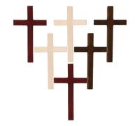 JEWEDECO 6 Pcs Wood Cross Ornaments Handmade Christian Cross Craft Decorations with Fine Craftsmanship and Assorted Colour for Theme Party and Religious Inspiration