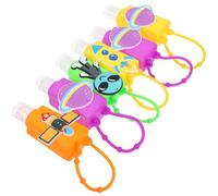 JEWEDECO 6pcs Cartoon Travel Bottles with Silicone Cover 30ml Portable Hand Storage Container with Hook for Attach to Backpack Or Key Ring Travel Liquid Dispenser Random Color