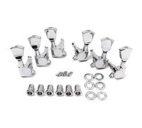 JEWEDECO 6pcs Chrome Tuning Pegs for Guitar and Banjo, Heavy Duty Internal Gear Mechanism Heads with Sealed Design, Suitable for Acoustic and Electric Instruments, Model A-57 3l3r