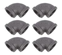 JEWEDECO 6pcs Elbow Coupling Iron Fitting Connectors Water Hose Accessory Sturdy Safe and Reliable Black 2.04x0.98x0.98inch Industrial Plumbing Pipe Fittings