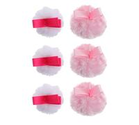 JEWEDECO 6pcs Fluffy round Cotton Cosmetic Powder Puff for Women, Skin Friendly Makeup Applicator with Gentle Sensation, for Loose Powder and Foundation Application Random Color