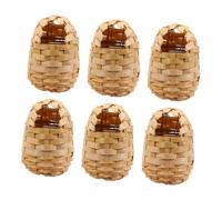 JEWEDECO 6Pcs Handwoven Outdoor Bird Nests with Hooks Bamboo Woven Bird Houses for Garden Decoration Shelter From Wind and Rain Resting Place and Finches