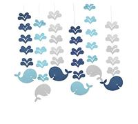 JEWEDECO 6pcs Kindergarten Classroom Hanging Decorations Ocean Style Whale Pendants for Ceiling and Wall Bright Glitter Paper Under Sea Theme Room Decor