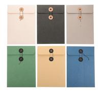 JEWEDECO 6pcs Paper File Pouches Document Organizer Large Capacity Protect from Curling Damage Smear String Button Design for School and Home Use