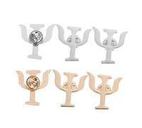 JEWEDECO 6pcs Psi Symbol Lapel Pin Brooch for Psychologists and Medical Professionals Gold and Silver Alloy Dress Badge Pins Versatile Mental Health Accessories for Backpacks Hats and Coats