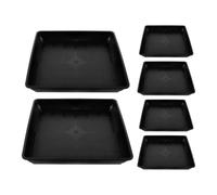 JEWEDECO 6pcs Reusable Plastic Cement Mold for Outdoor Landscaping, 12-inch Square Stepping Stone Mold for Patios and Yards, Sturdy Black Path Maker Smooth Surfaces for DIY Garden