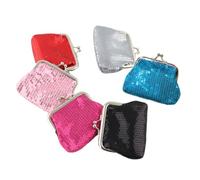 JEWEDECO 6pcs Sequin Coin Purse Small Wallet Buckle Women's Coin Purse for Everyday Use Girls Fashion Portable Changes Bag Wallet for Women Small Card Holder