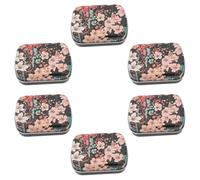 JEWEDECO 6pcs Small Candy Storage Box with Flip-type Design Lightweight Iron Metal Container with Lid Portable Mini Storage Organizer for Candies and Cigarettes