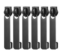 JEWEDECO 6pcs Zipper Puller Zipper Repair Kit Black Zinc Alloy Smooth Operation Easy Replacement for Backpacks Jackets Daily Use Travel
