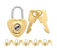 JEWEDECO 6sets Mini Heart Shaped Padlocks Keys of Cute Decorative Locks for Diaries Luggage and Backpacks Sturdy Construction for Security