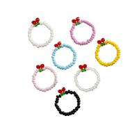 JEWEDECO 7pcs Beaded Elastic Finger Rings for Colorful Bohemian Simple Rings with Comfortable Stretch Design Womens Fashion Jewelry