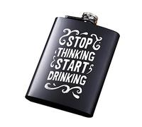 JEWEDECO 8 Oz Black Stainless Steel Portable Flagon Flask with Rustproof Safety Design, and Charming Alcohol Bottle for Outdoor Sports and Boating, Sturdy 236.56ml Pocket Hip Flask