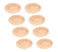 JEWEDECO 8pcs Artificial Bird Nest Decorative Ornaments Made of Natural Hemp Thread with Rustic Khaki Style for Table Decoration and Holiday Parties, Bird Nest for Crafts and Photography