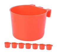 JEWEDECO 8pcs Bird Cage Cups and Bird Feeding Bowls Set Small Plastic Parrot Food Holder with Hanging Hook 8.3x8.3x6cm Water and Seed Feeder and Small Pets